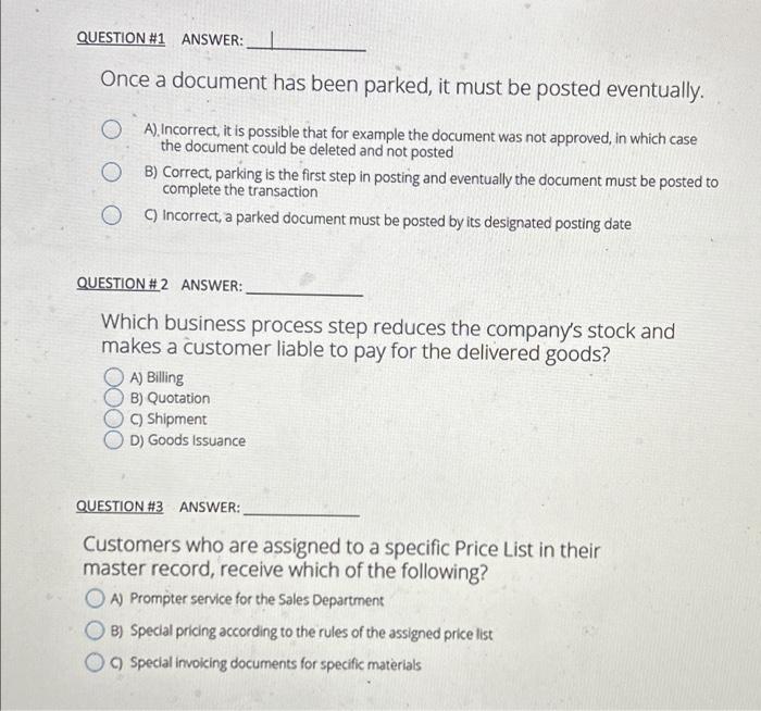  Once a document has been parked, it must be posted eventually.