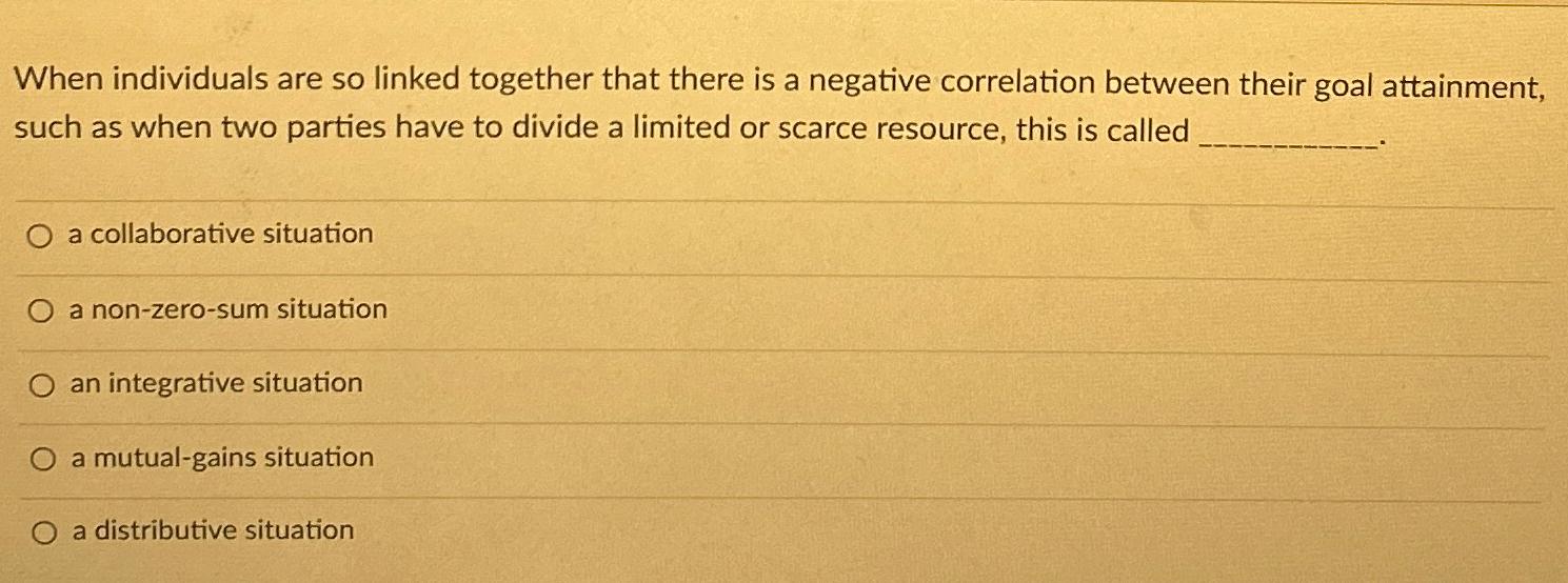  When individuals are so linked together that there is a negative