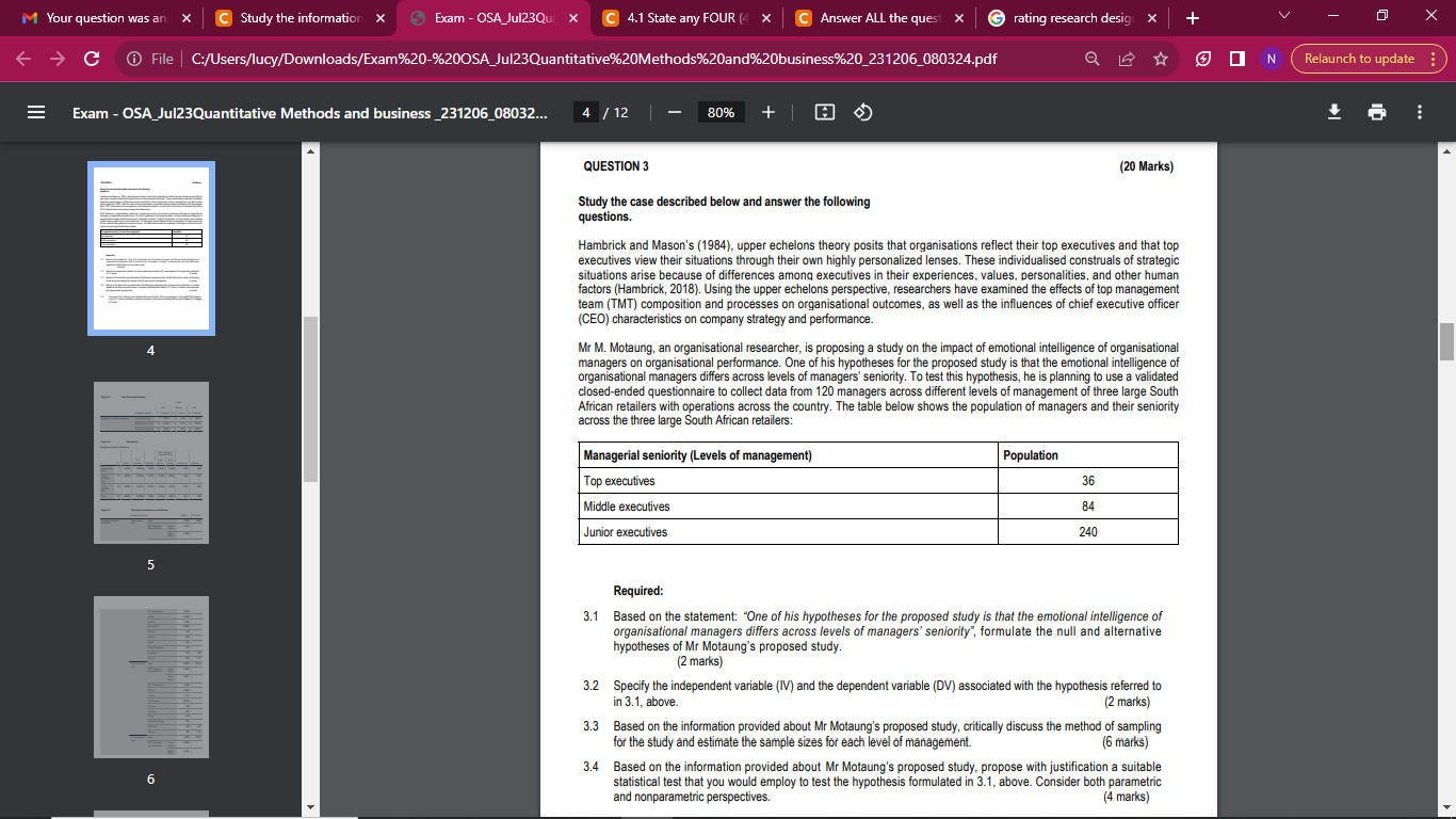 Study the case described below and answer the following questions. Hambrick