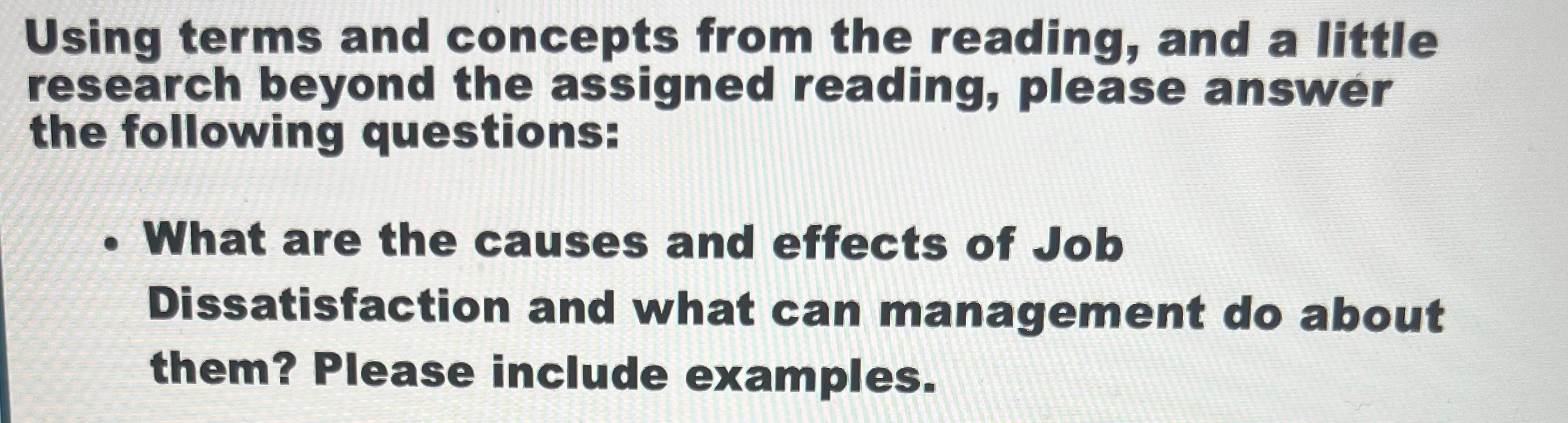 Using terms and concepts from the reading, and a little research