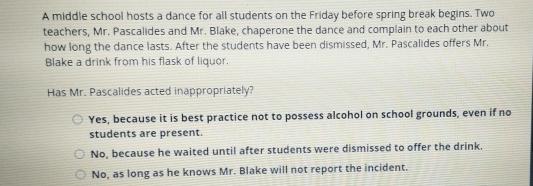  A middle school hosts a dance for all students on the