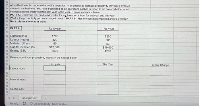please answer with excel formulas and show your work. thank you! 12