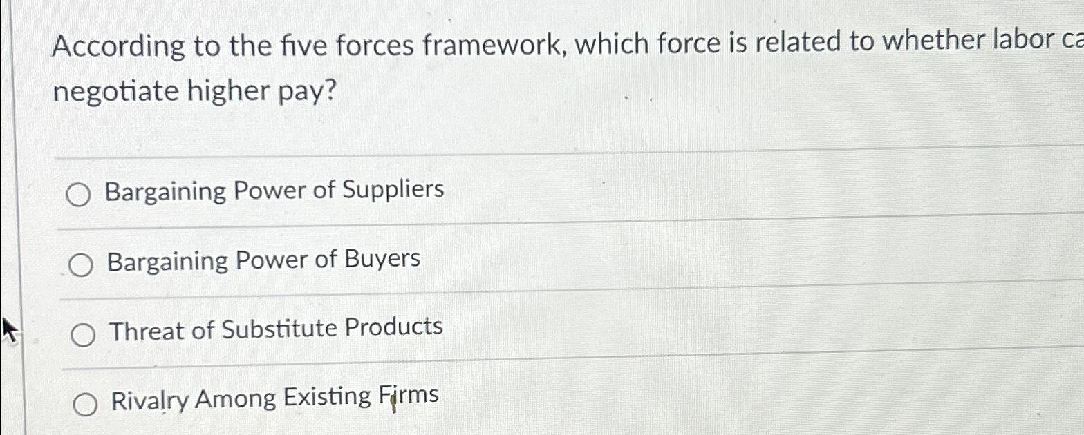  According to the five forces framework, which force is related to