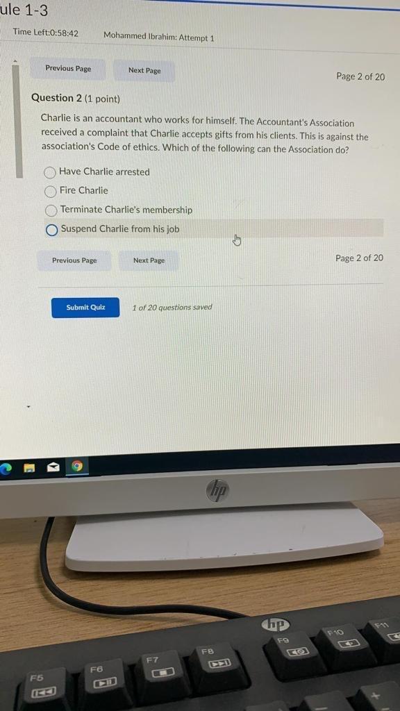  ule 1-3 Time Left:0:58:42 Mohammed Ibrahim: Attempt 1 Previous Page Next