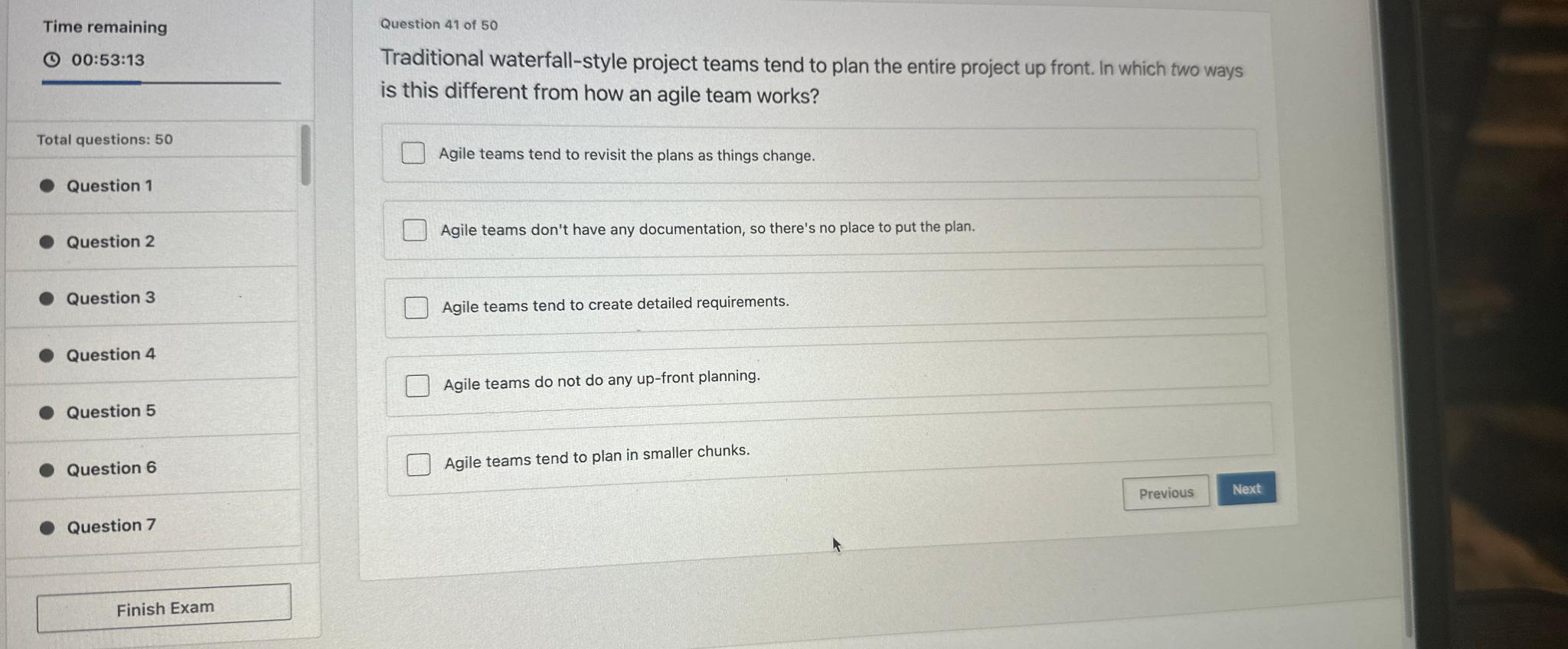  Time remaining 00:53:13 Total questions: 50 Question 1 Question 2 Question