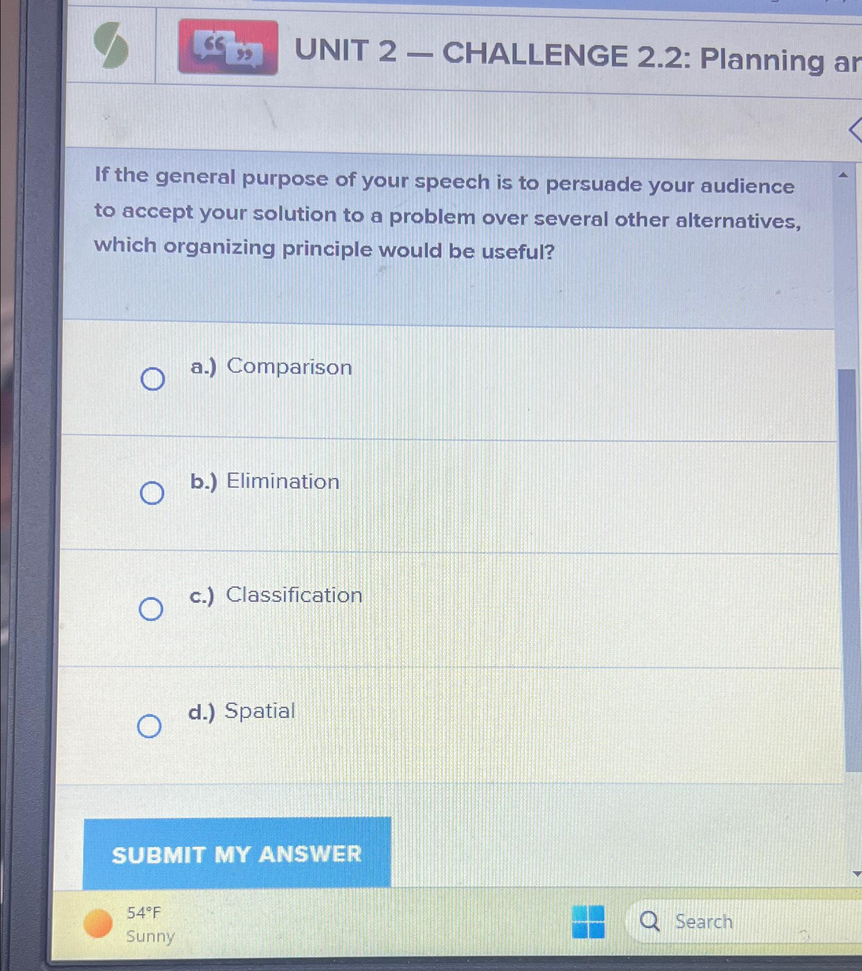  UNIT 2 CHALLENGE 2.2: Planning ar If the general purpose of