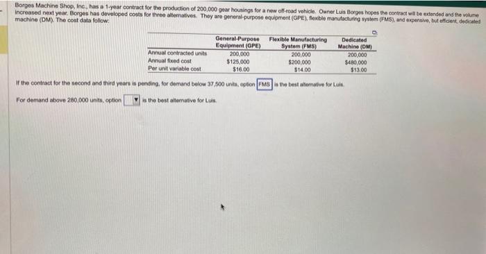  Borges Machine Shop, Inc., has a 1 -year contract for the
