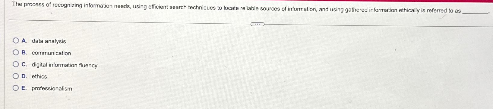  The process of recognizing information needs, using efficient search techniques to