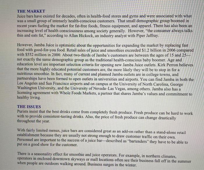 for my reatil presentation. thanks. MKTG 10625 Jamba Juice Case What were