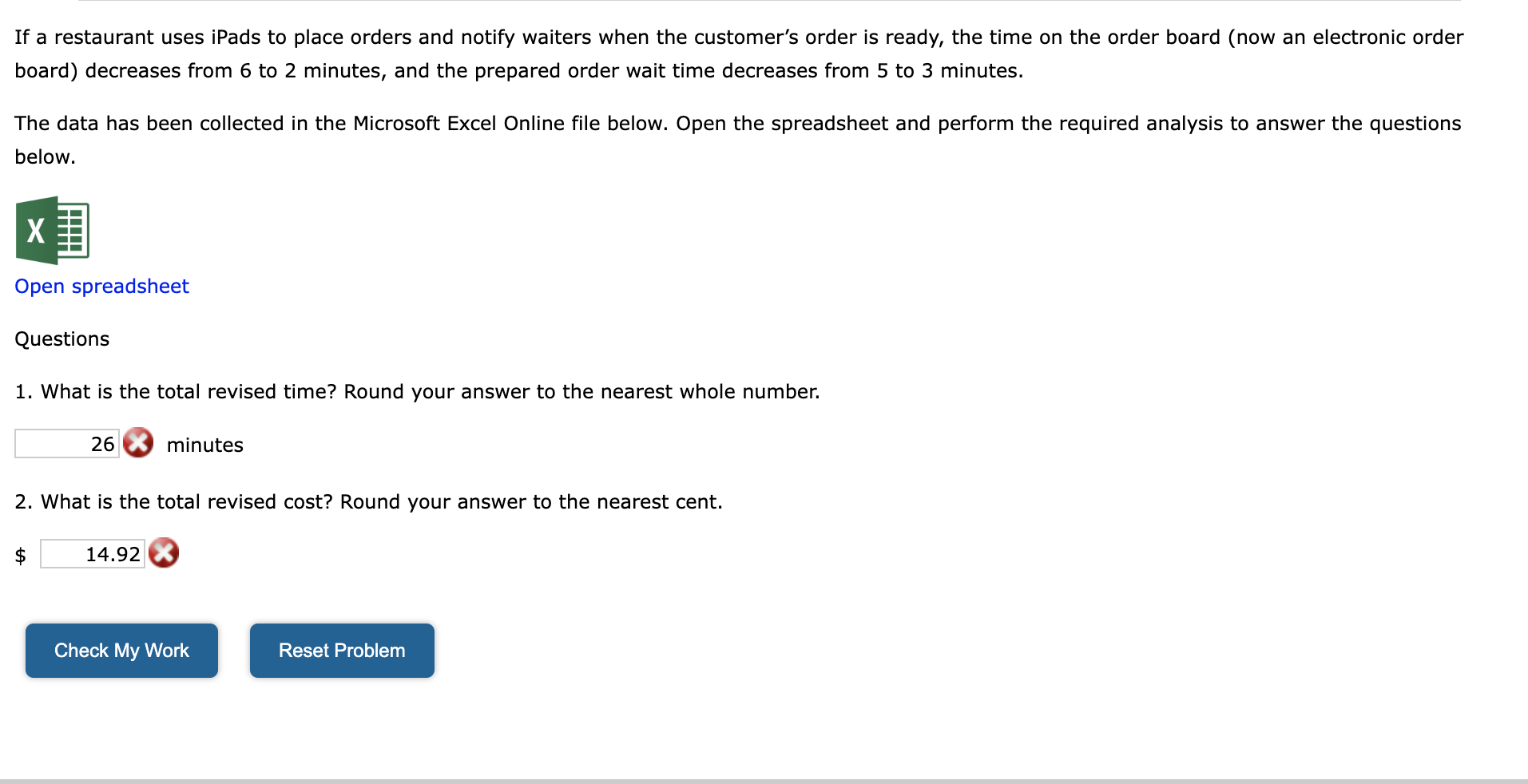 up order and checks "Is it accurate?" @ (1 minute per order)