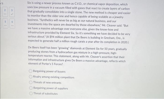  Six is using a newer process known as C.V.D., or chemical