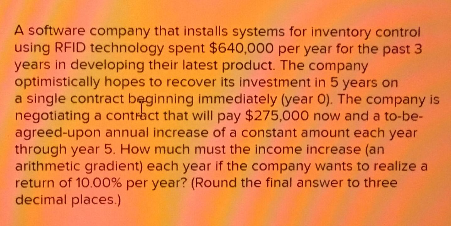  A software company that installs systems for inventory control using RFID