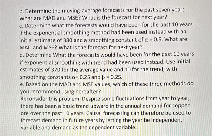 3. The Andes Mining Company mines and ships copper ore. The company's
