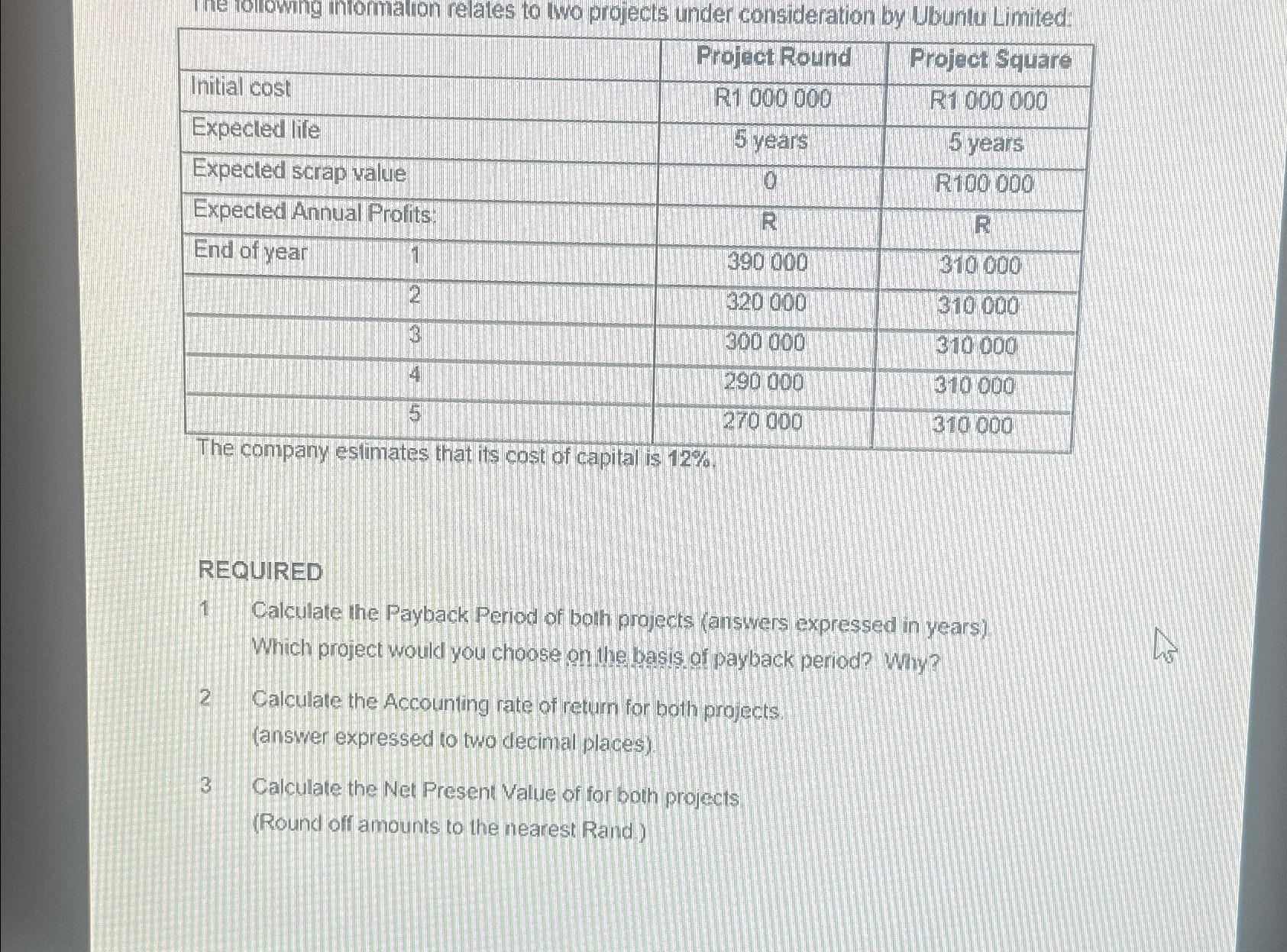  He lowiowing intomalion relates to two projects under consideration by Ubuntu