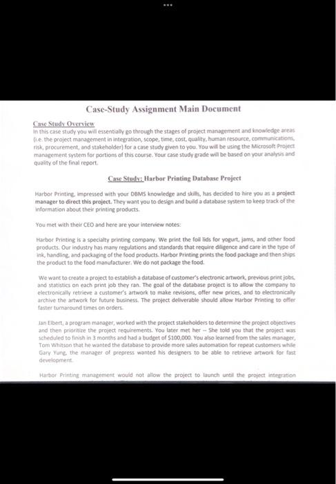  Case-Study Assignment Main Document Case Study Overvien In this case study