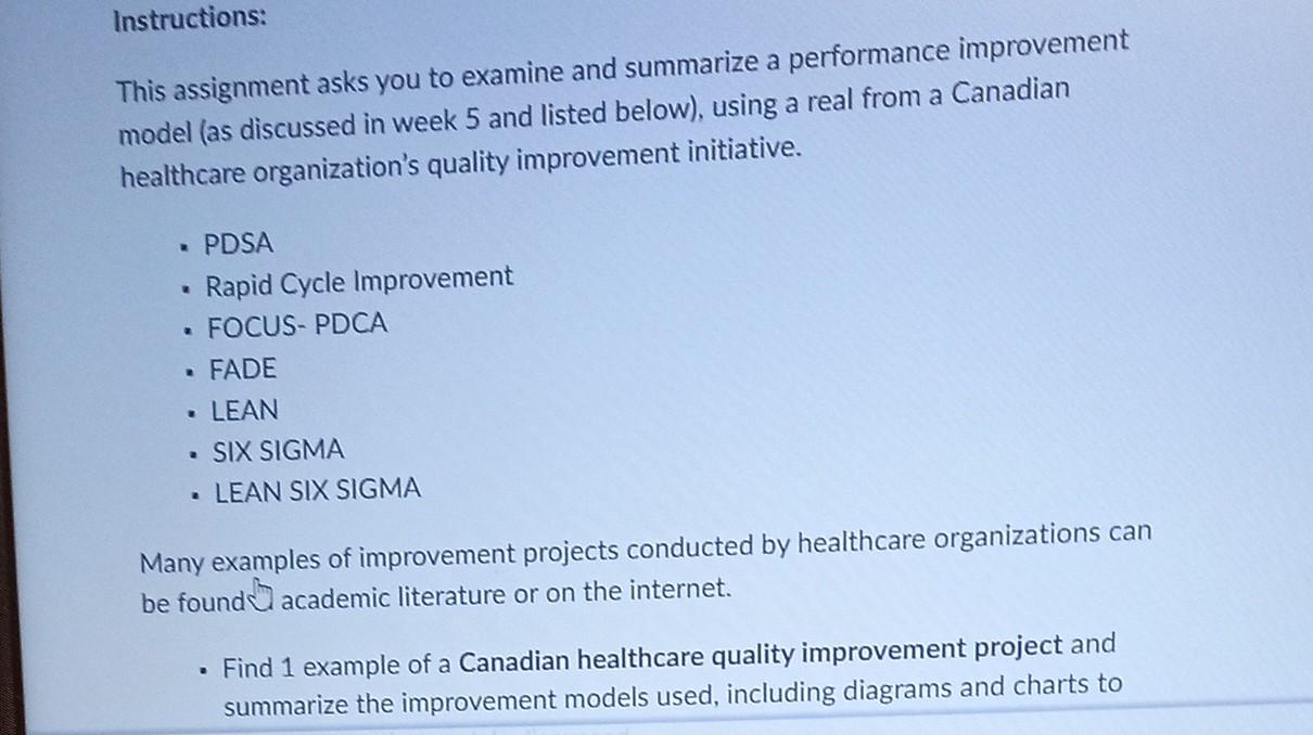  Instructions: This assignment asks you to examine and summarize a performance