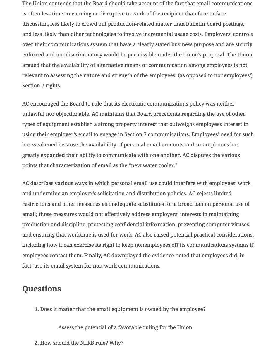 Case Study 5-4. Are These Employees' Activities Legally Protected under the