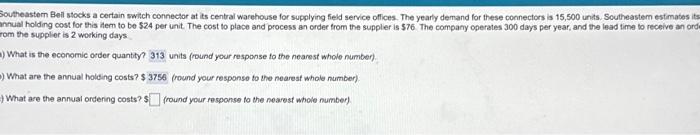 make sure answer is correct please thanka outheastern Beli stocks a certain