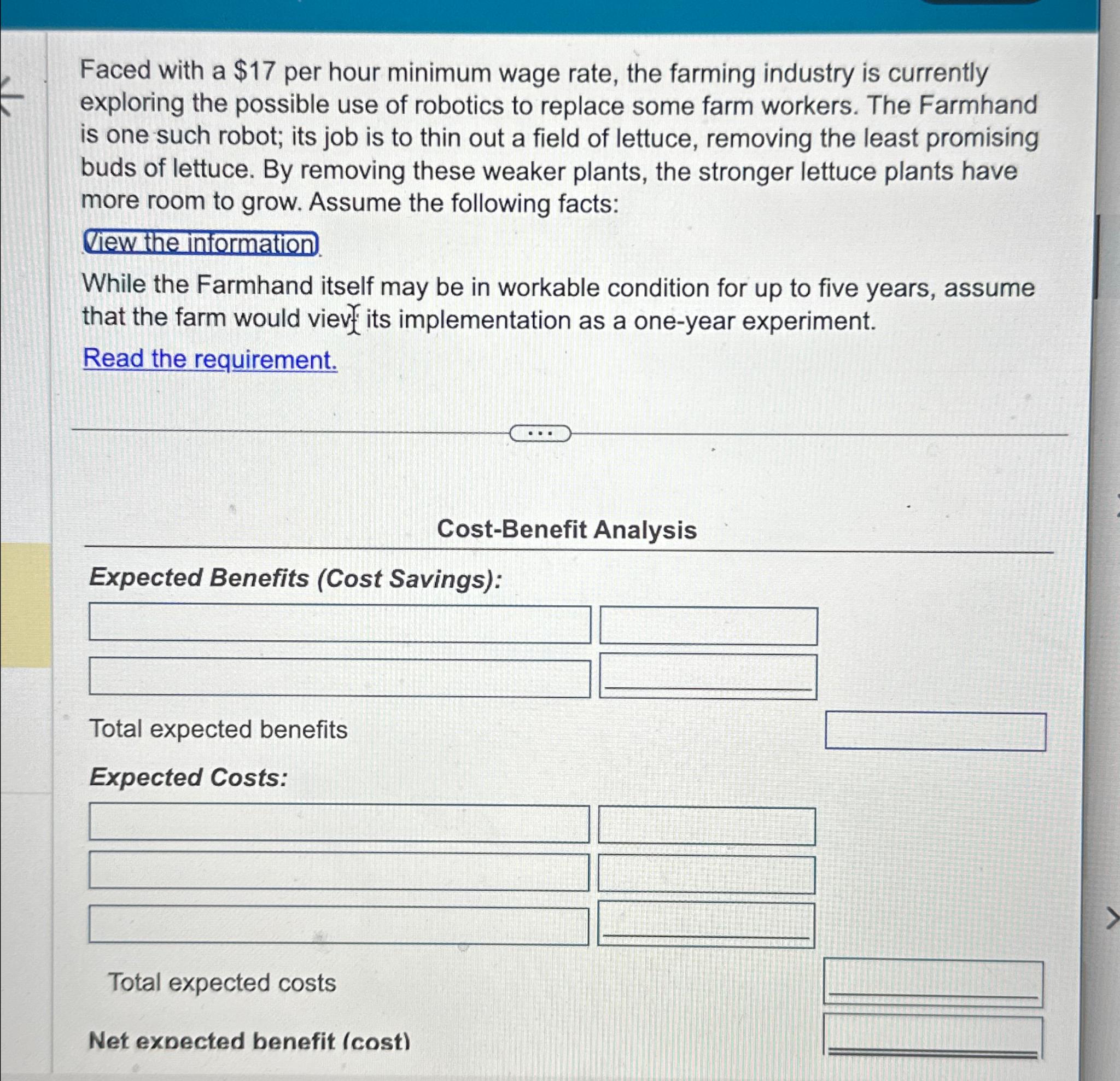  Faced with a $17 per hour minimum wage rate, the farming