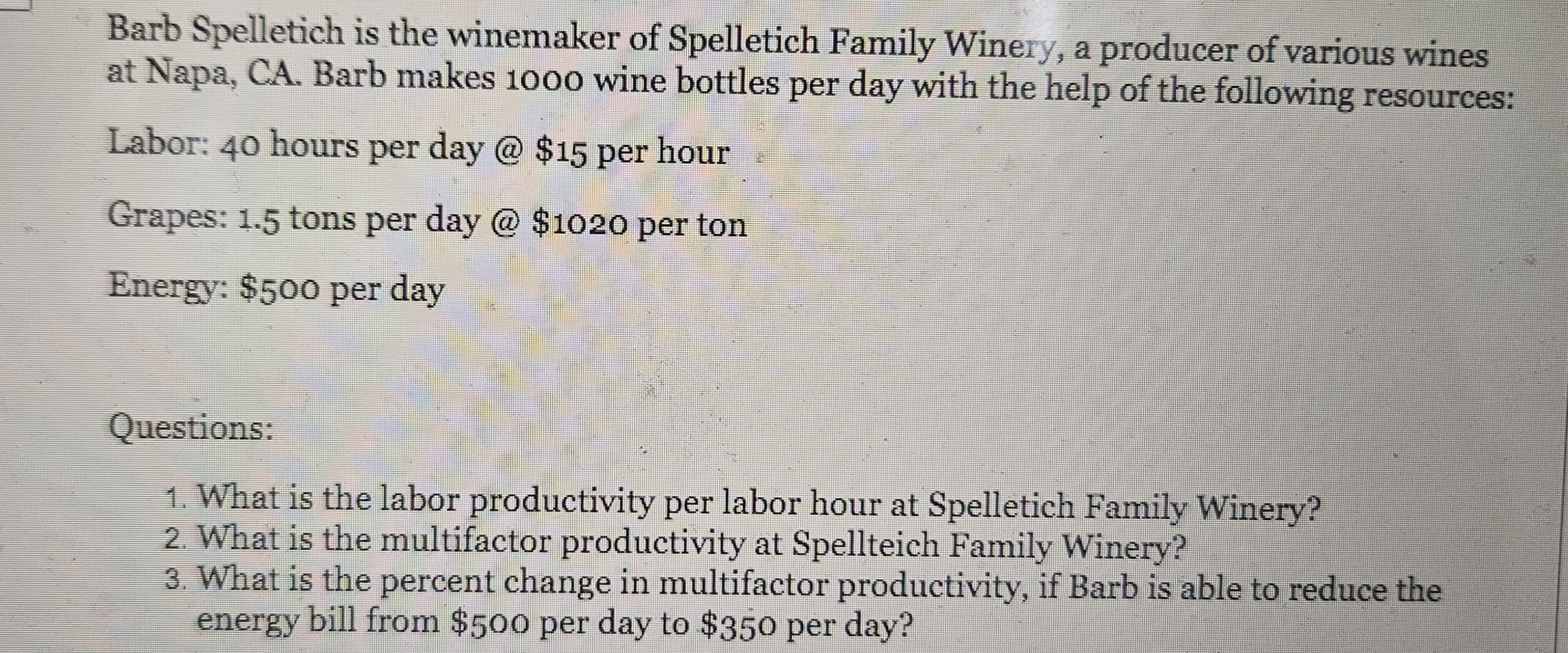 I need this question solved to use POM QM mac software. Barb