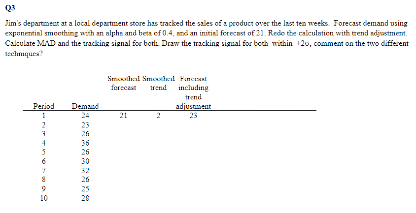  Please solve this and include the forecasting graphs required Jim's department