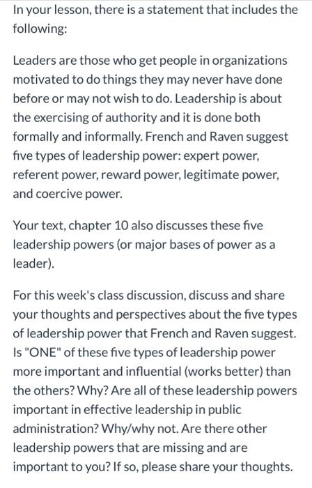  In your lesson, there is a statement that includes the following: