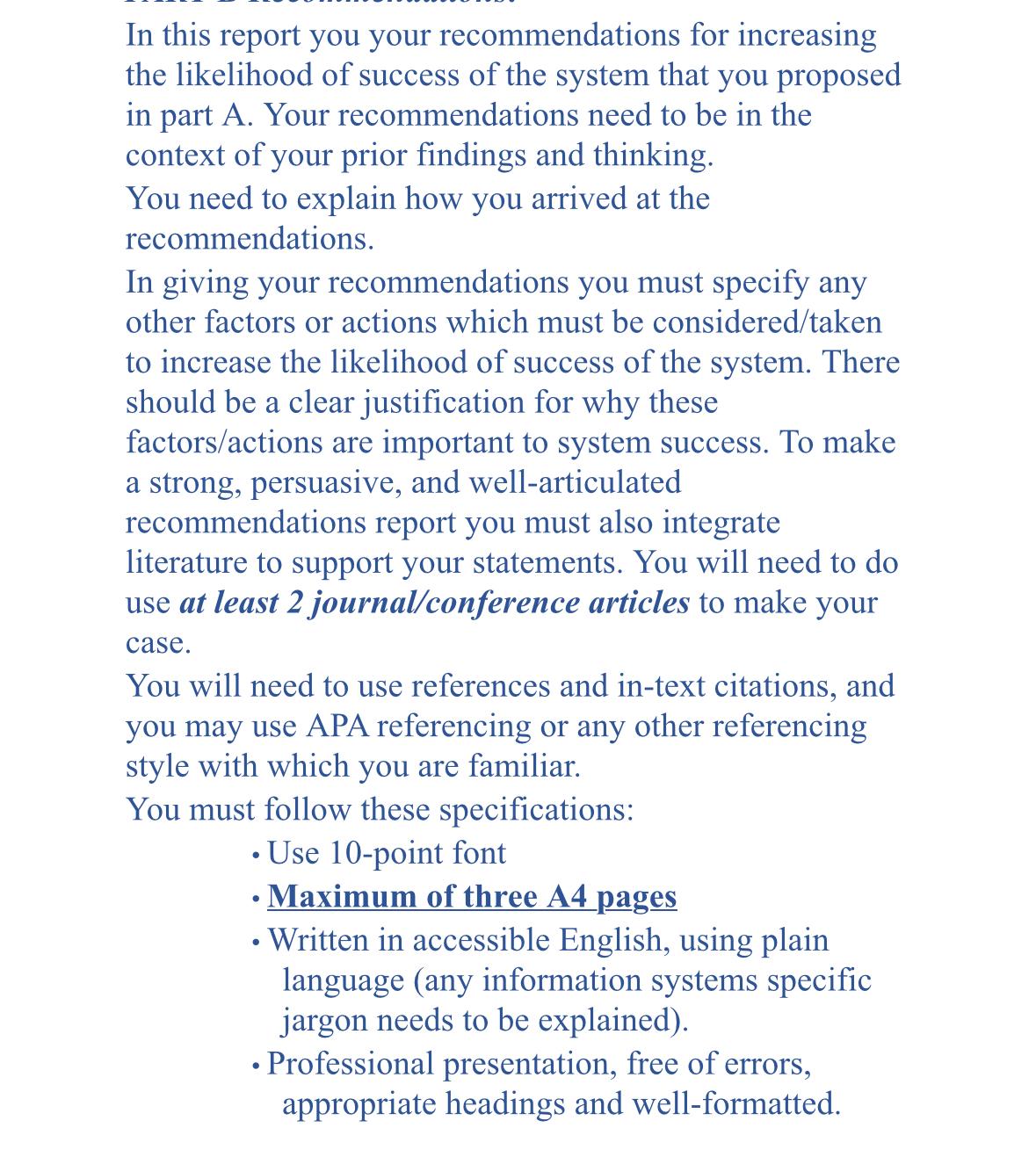  In this report you your recommendations for increasing the likelihood of