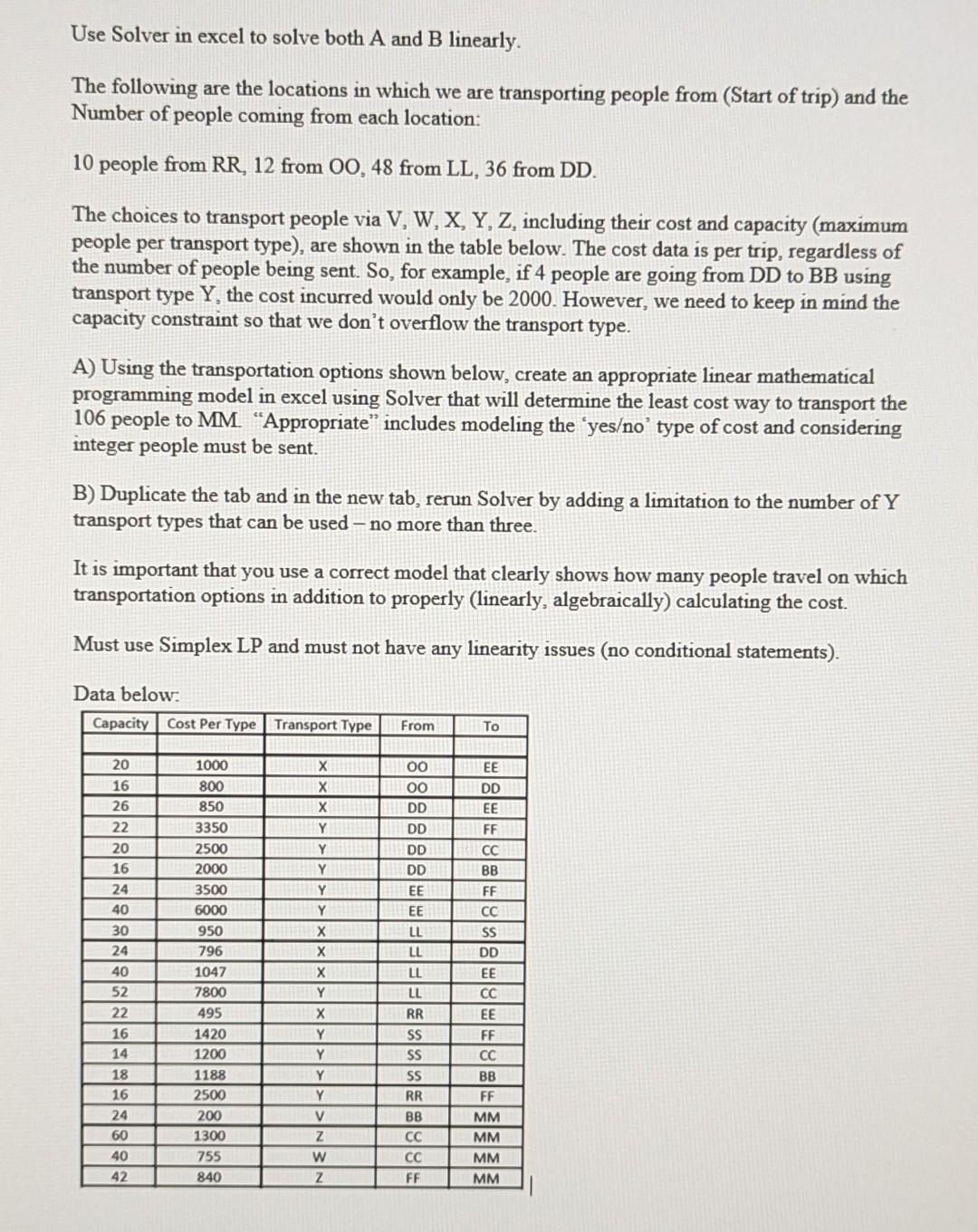  Use Solver in excel to solve both A and B linearly.