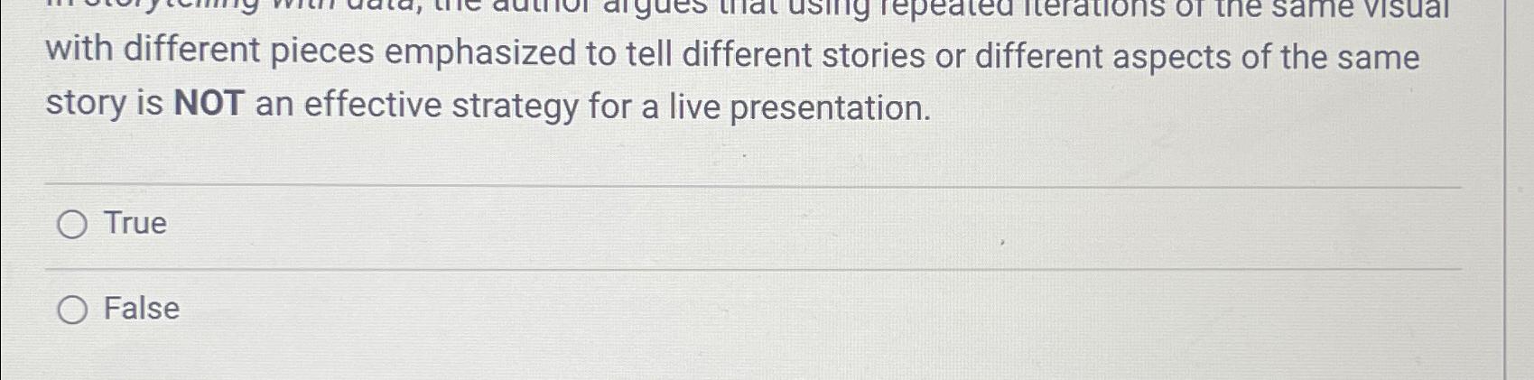  with different pieces emphasized to tell different stories or different aspects