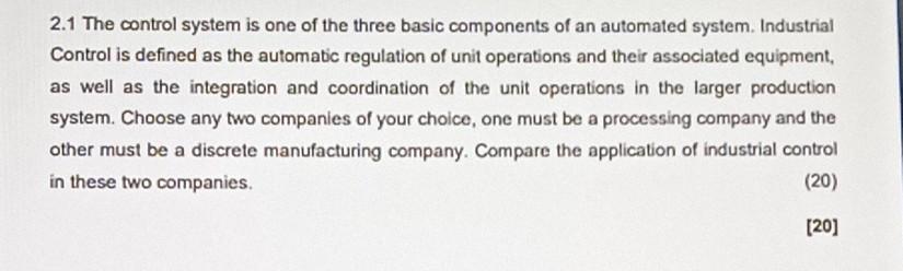 2.1 The control system is one of the three basic components
