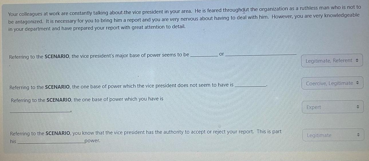  Your colleagues at work are constantly talking about the vice president