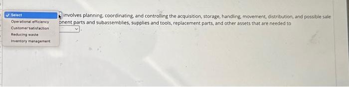 and possible sale of raw materials, component parts and subassemblies, supplies and