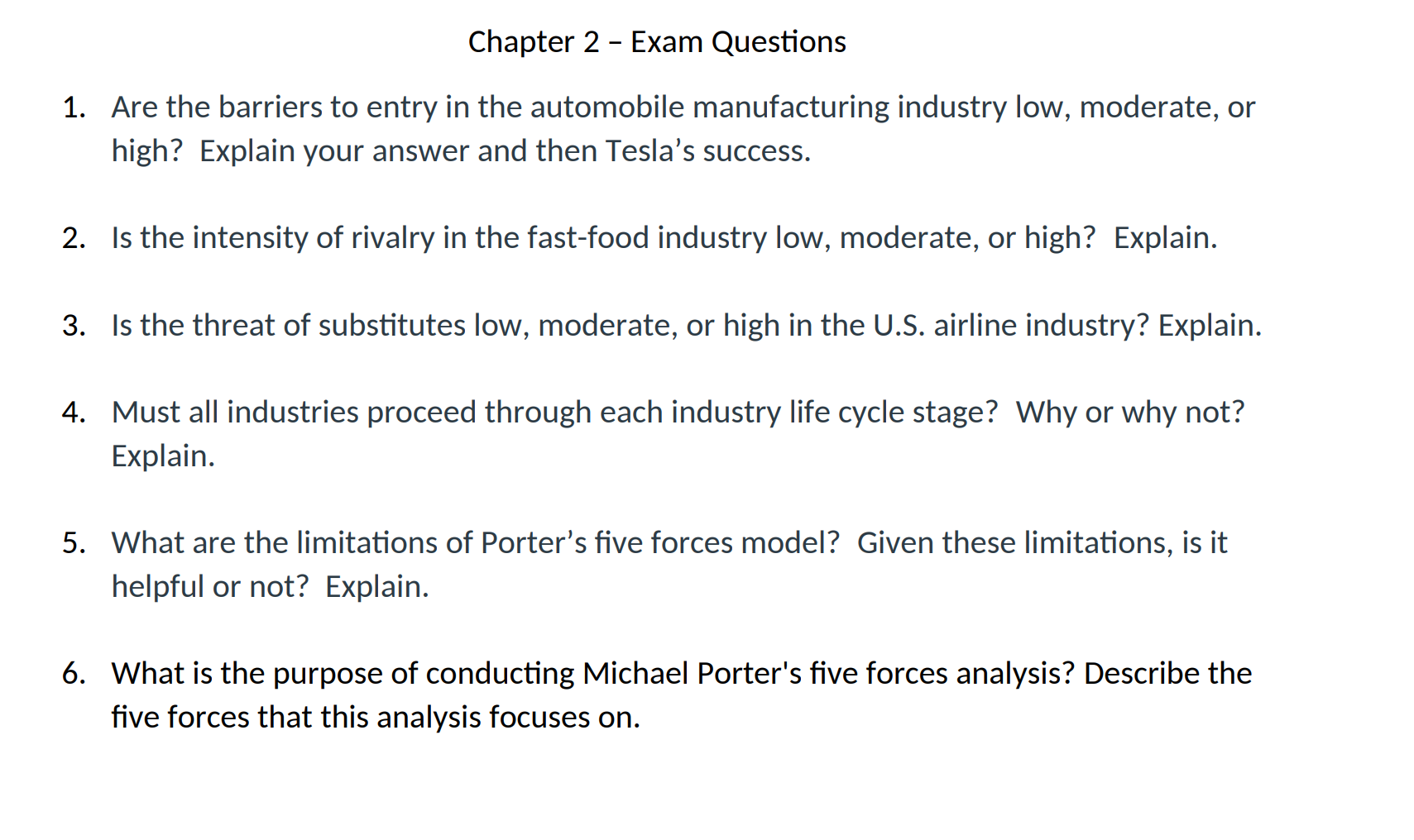 This not an exam question. This a study guide. Please provide answers