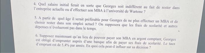  4. Quel salaire initial ferait en sorte que Georges soit indiffrent