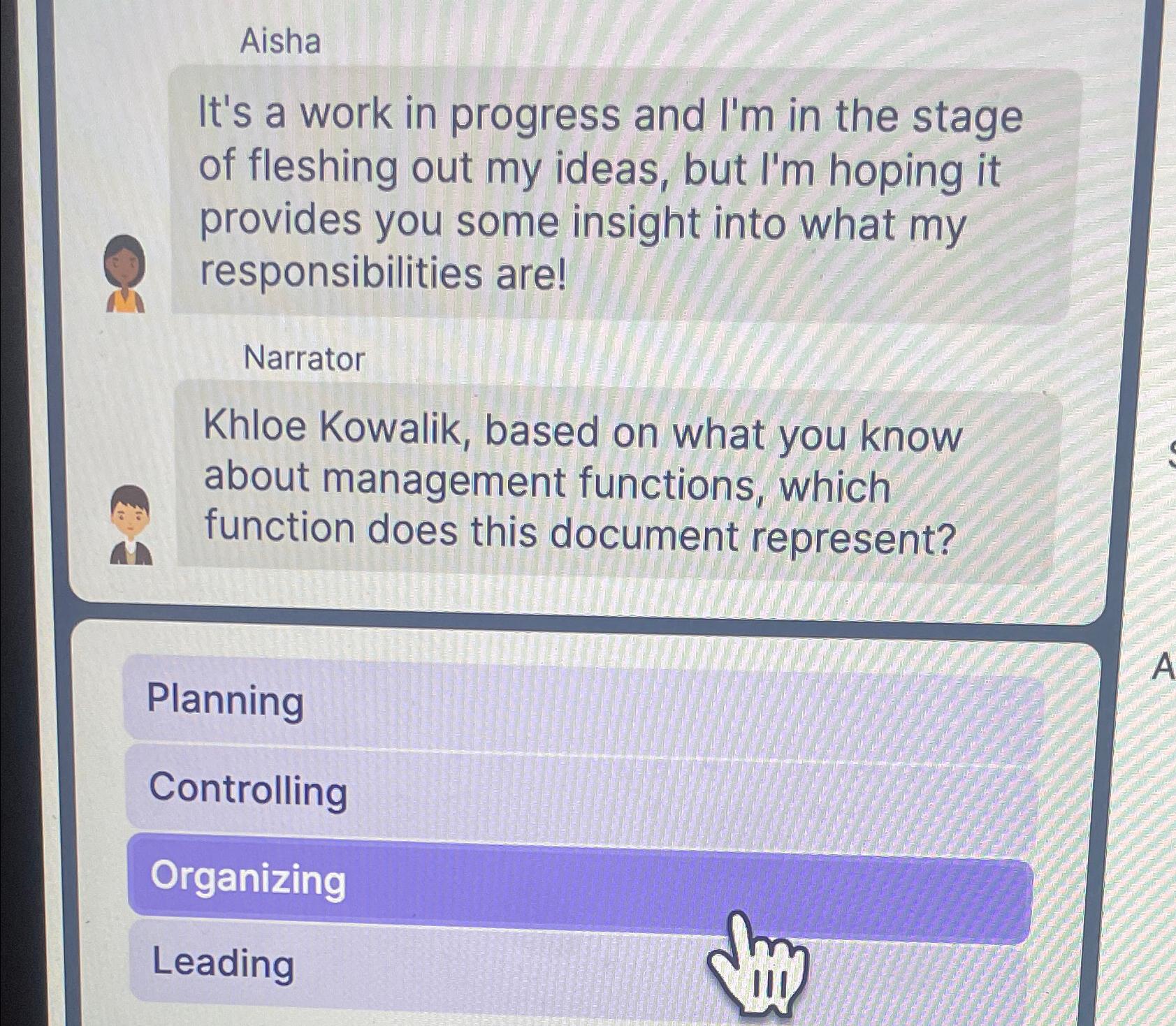  Aisha It's a work in progress and I'm in the stage