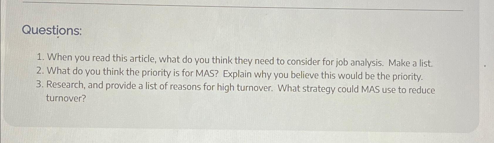  Questions: When you read this article, what do you think they