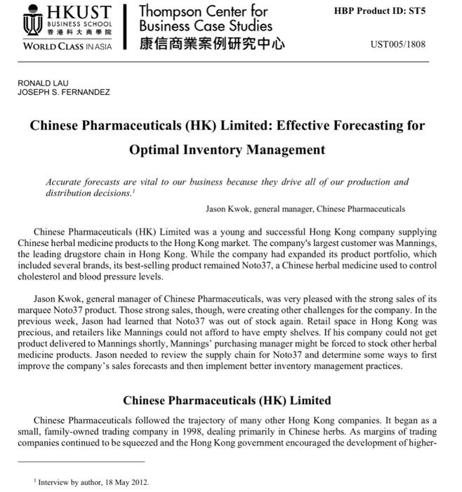  In the case study that you read, what was the forecast