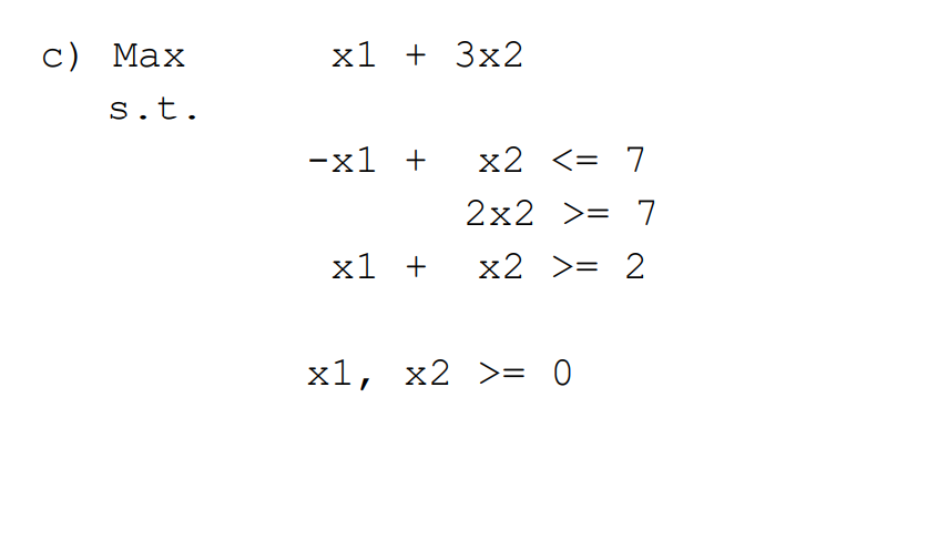 and identify if the problem has an optimal solution or not. If