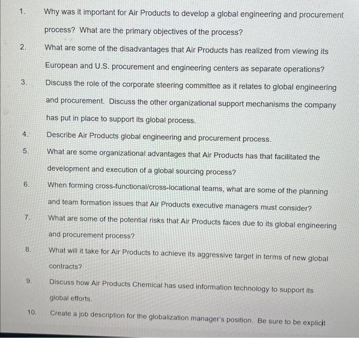  1. Why was it important for Air Products to develop a