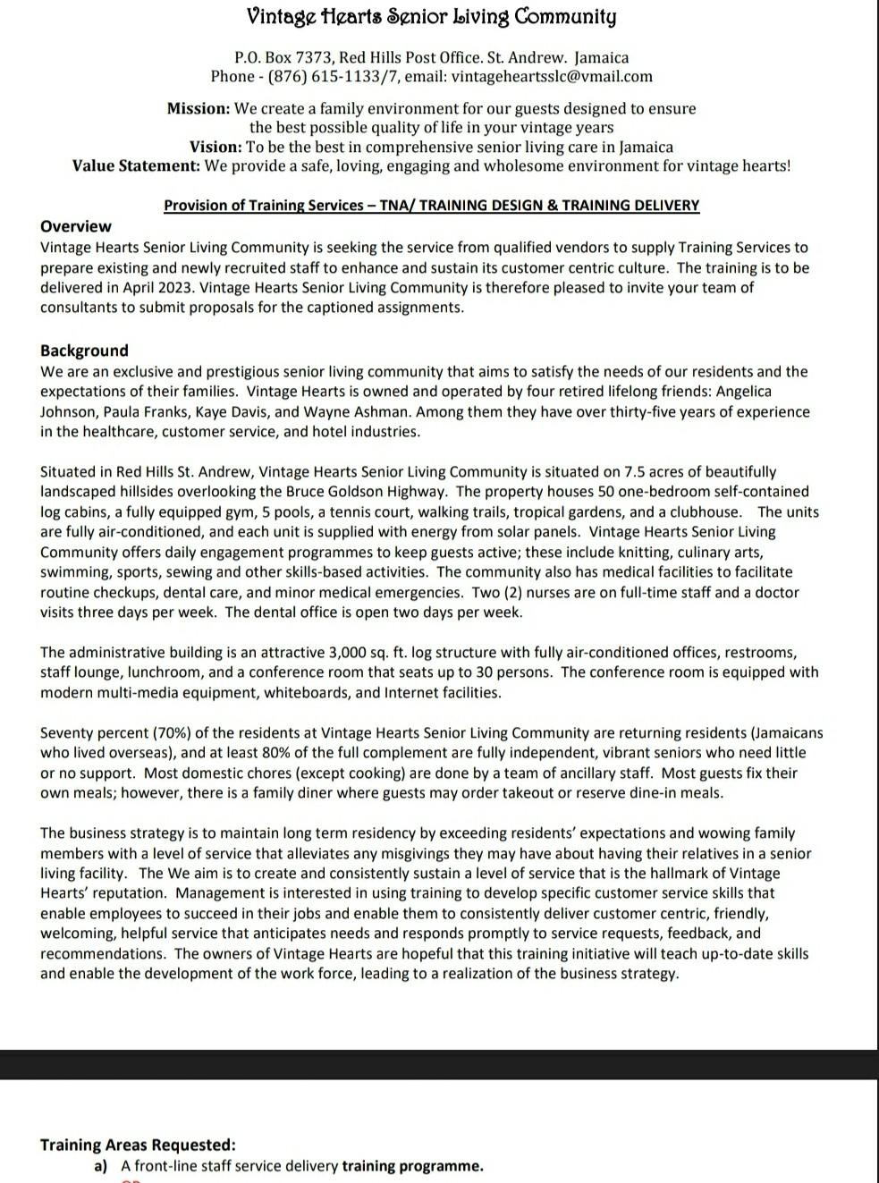  You are required to conduct a Training Needs Assessment Proposal (TNA)