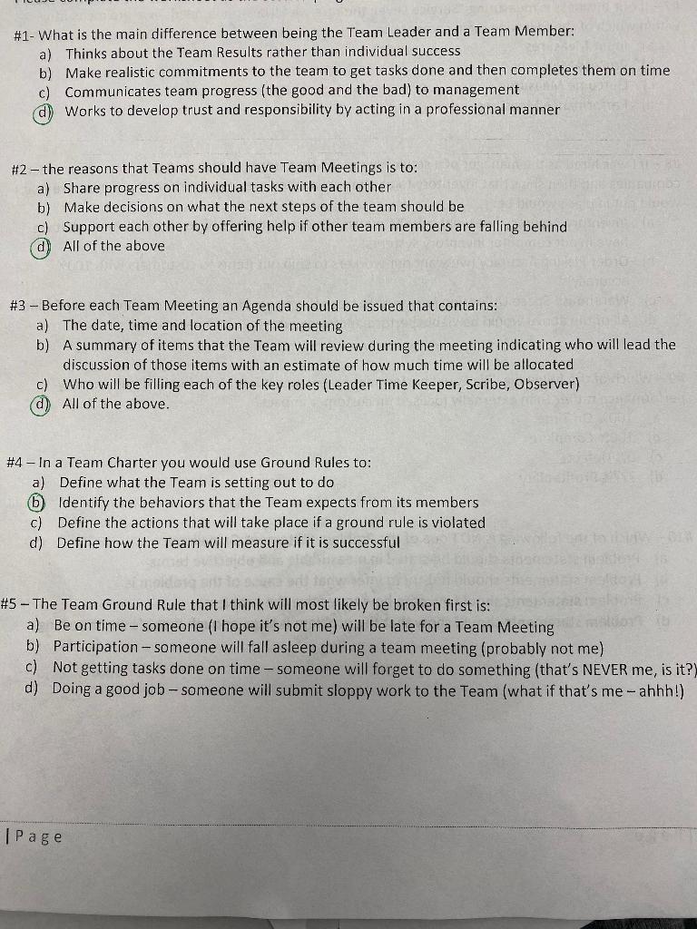  \#1- What is the main difference between being the Team Leader