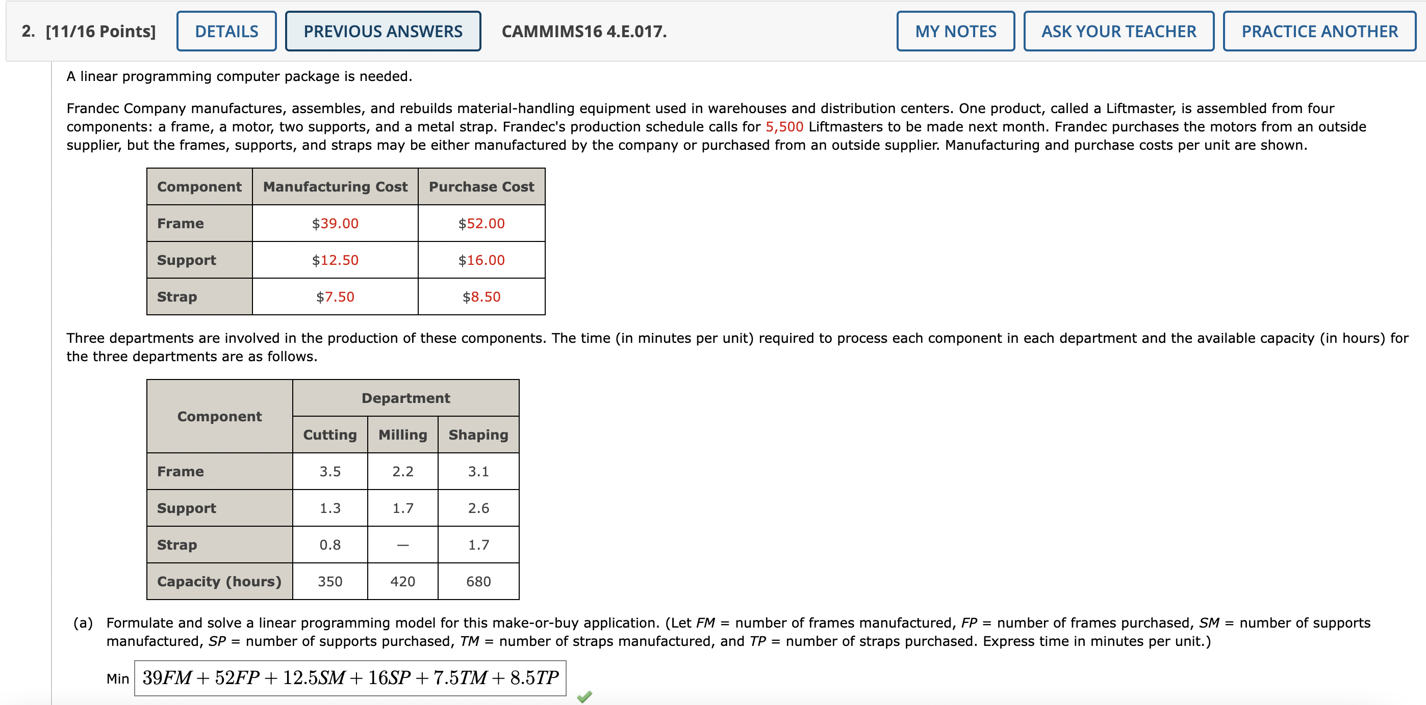 can someone help me work this out please? the three departments are
