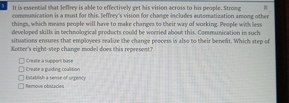 3 It is essential that Jeffrey is able to effectively get