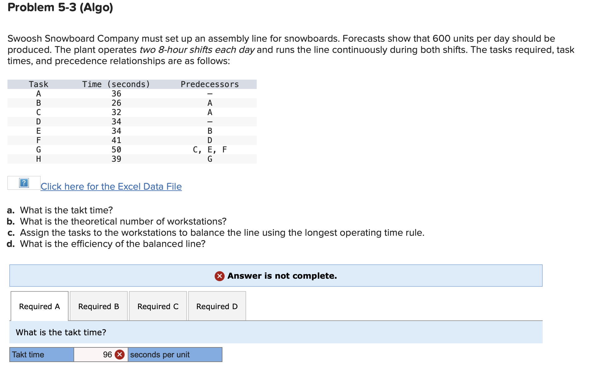  Don't worry about Required B Answer is not complete. Assign the