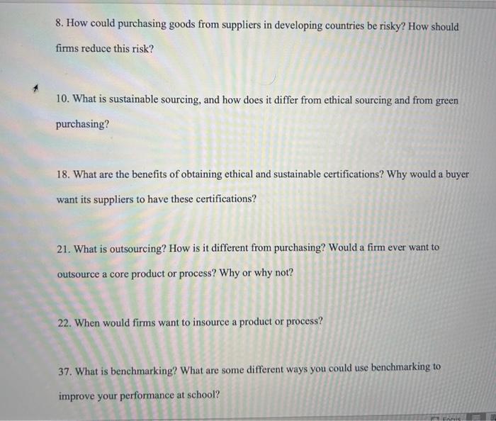  8. How could purchasing goods from suppliers in developing countries be