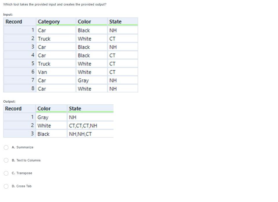 the Text to Columns tool will result in the following results? Original