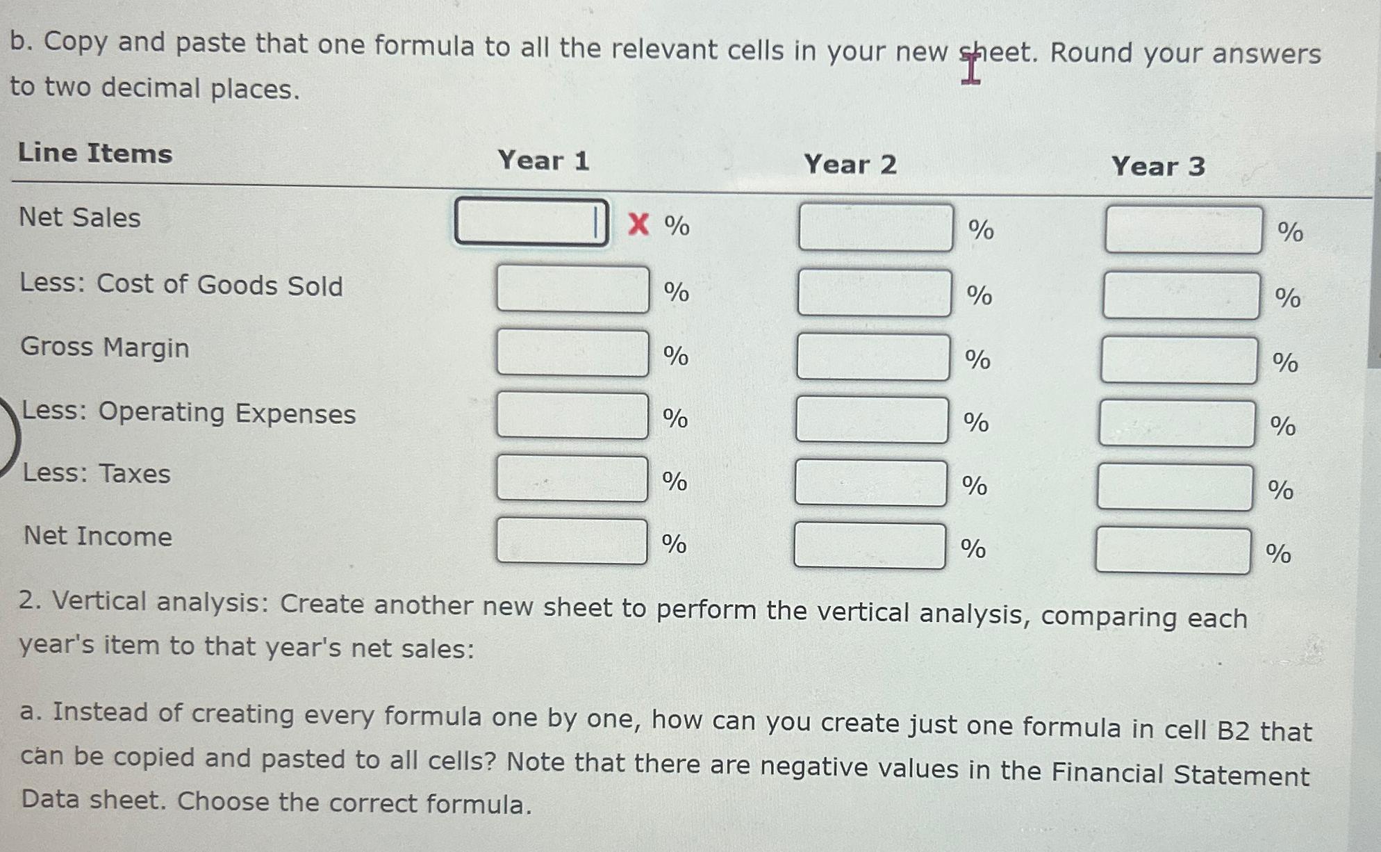  b. Copy and paste that one formula to all the relevant