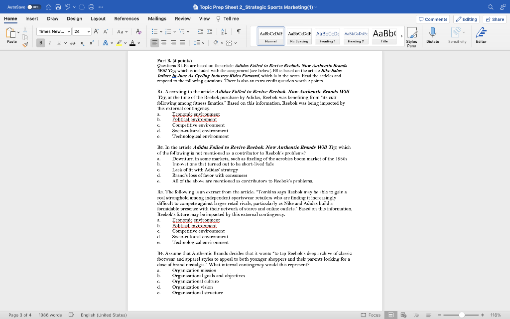  Part B. (5 points) Questions B1-B4 are baced on the srticle