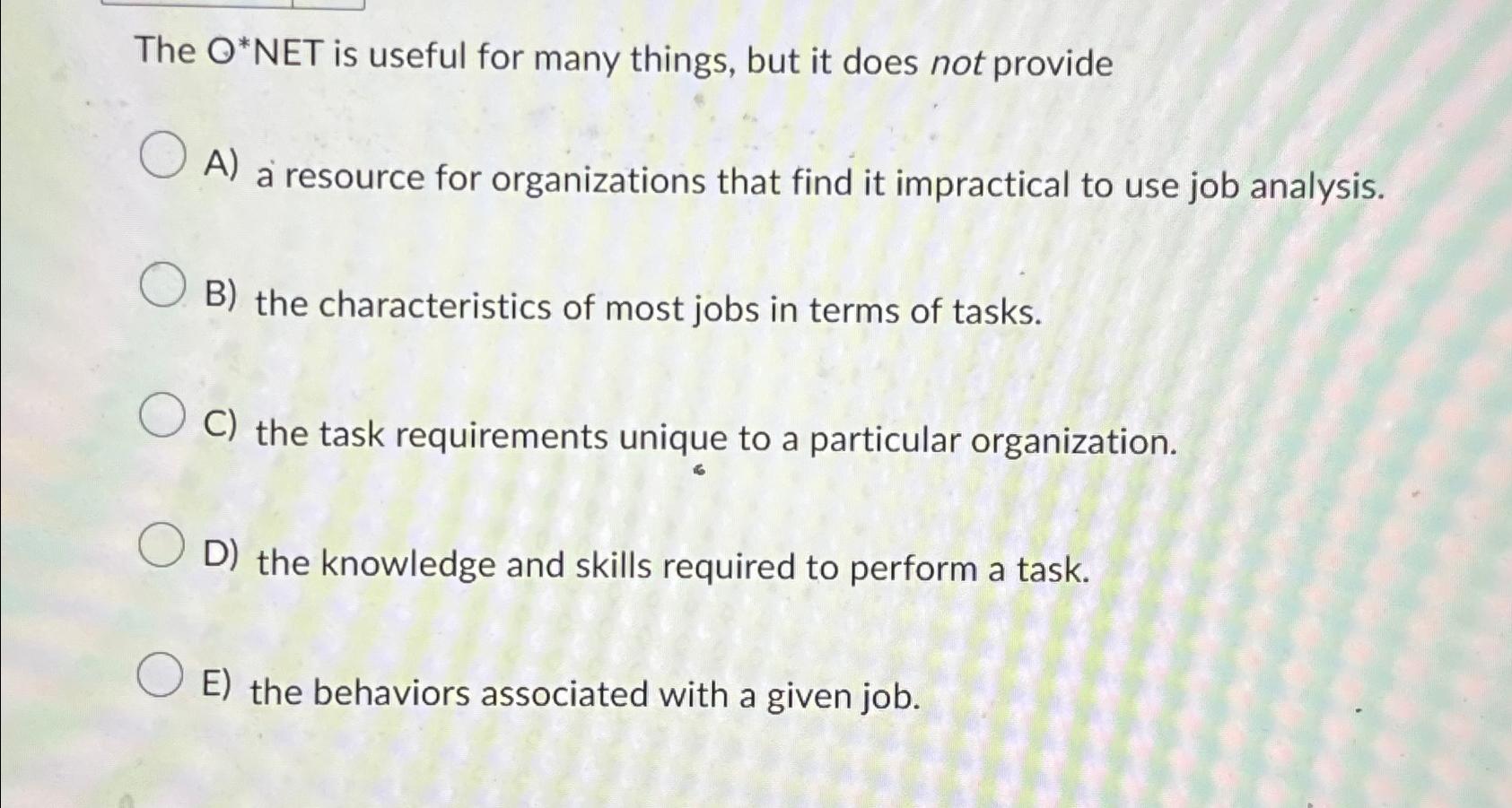  The O*NET is useful for many things, but it does not