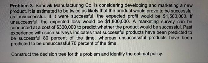 Please solve Problem 3 correctly Problem 3: Sandvik Manufacturing Co. is considering